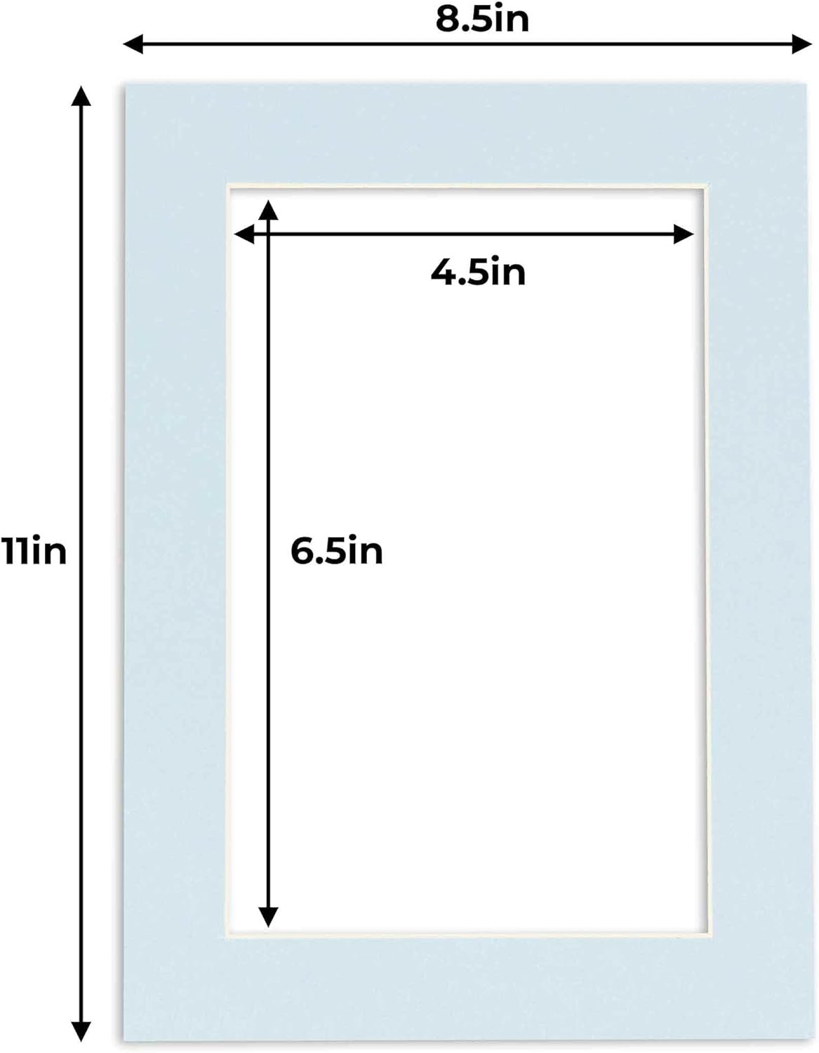 5x7 Mat for 8.5x11 Frame - Precut Mat Board Acid-Free Show Kit with Backing Board, and Clear Bags Baby Blue 5x7 Photo Matte Made to Fit a 8.5x11 Picture Frame Matboard for Framing, Pack of 1 Mat