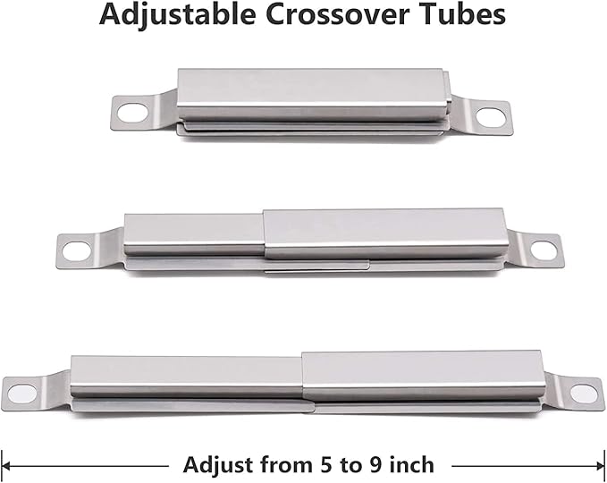 Criditpid Grill Replacement Parts for Charbroil Advantage 4 Burner 463344116, Cast Iron Grill Grates, Stainless Steel Burner Tubes, Heat Plates Shields, Adjustable Carryover Tubes & Igniters Kit.