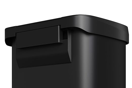 Garvee 13 gal / 50 L Metal Trash Can with Lid, Large Garbage Can for Kitchen, Rustproof Step-on Kitchen Metal Trash Bin with Liner Rim, Rear Handle, Soft Close Plastic Lid, Black