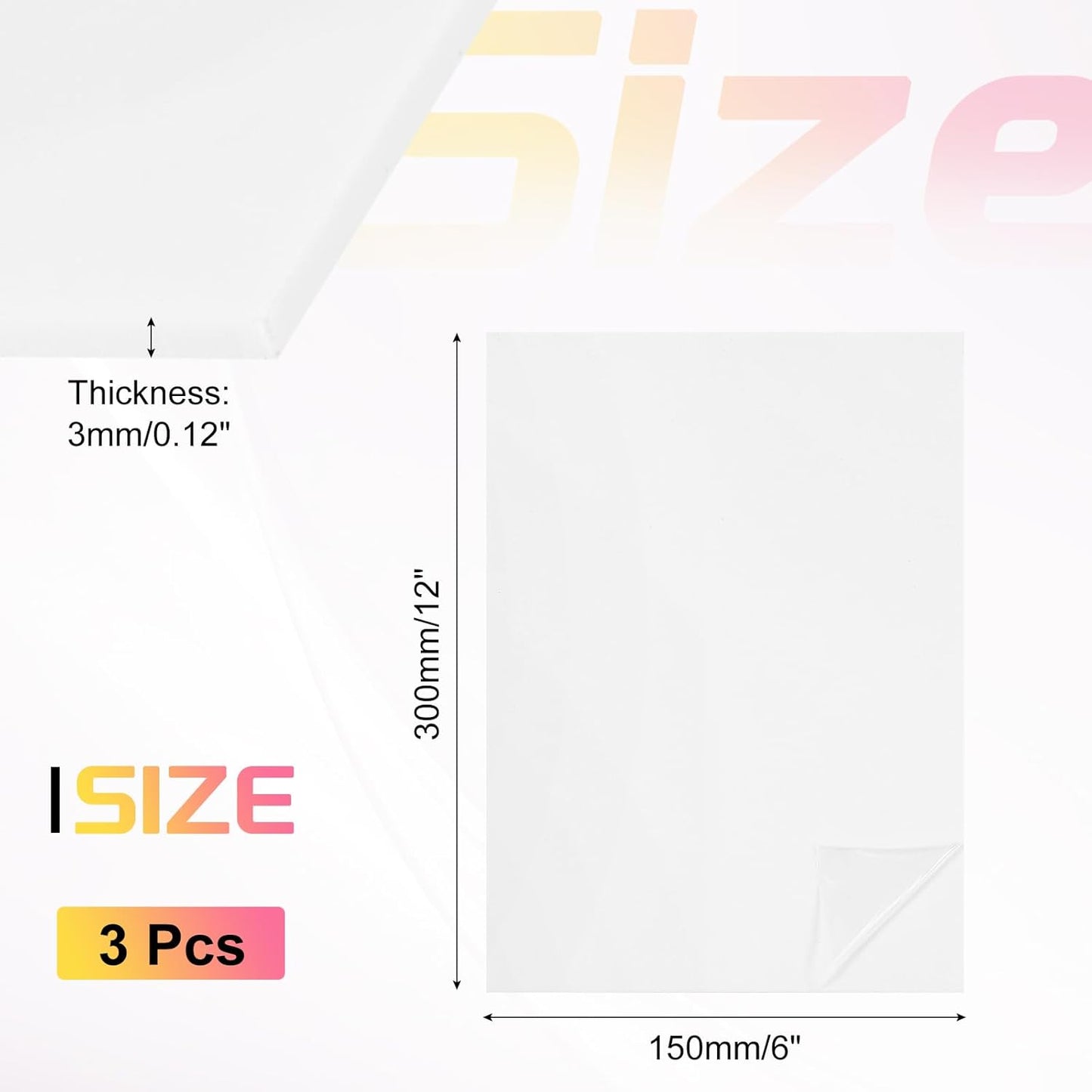 uxcell 3Pcs Acrylic Sheets 12x6 Inch Acrylic Panel 1/8 Inch-3mm Plastic Board for Picture Frames Sign Holders DIY Display Projects Craft, White