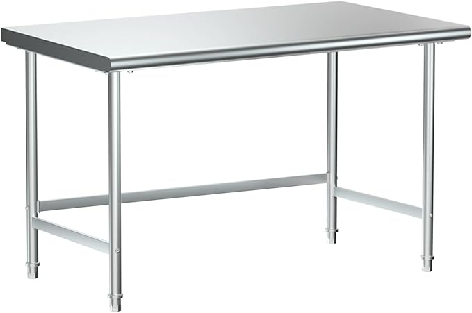 Treshin Open Base Stainless Steel Table 30" X 48", Commercial Heavy Duty Prep & Work Table for Kitchen, Restaurant, Home, Hotel, Laundry