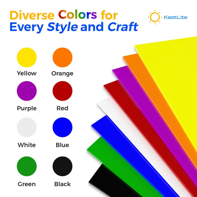 KastLite Colored Acrylic Sheets Nominal 6" x 24" - Plastic Sheet Easy to Cut, Saw, Shape, Laser Cut - Ideal for Arts & Crafts & DIY Projects- Durable, Lightweight, Scratch Resistant - Frosted 8 Pack