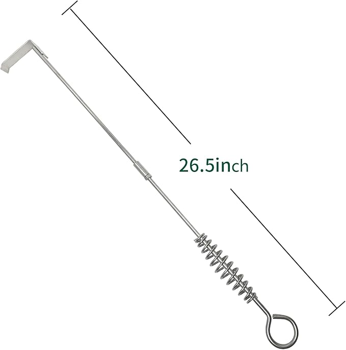 26.5" BBQ Ash Tool Poker Rake, Charcoal and Grill Cleaning Ash Tools for Big Green Egg, Kamado Joe and Other Charcoal Grills Corner Cleaner Accessories