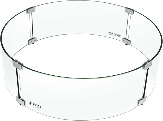 Holy Fire 23" x 6" Round Fire Pit Glass Wind Guard Clear Tempered Glass Flame Protective Pane Wind Resistant - Fits 19” Round Fire Pit Burner Pans