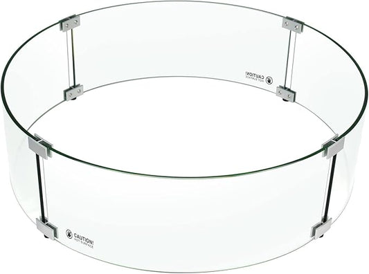 Holy Fire 23" x 6" Round Fire Pit Glass Wind Guard Clear Tempered Glass Flame Protective Pane Wind Resistant - Fits 19” Round Fire Pit Burner Pans