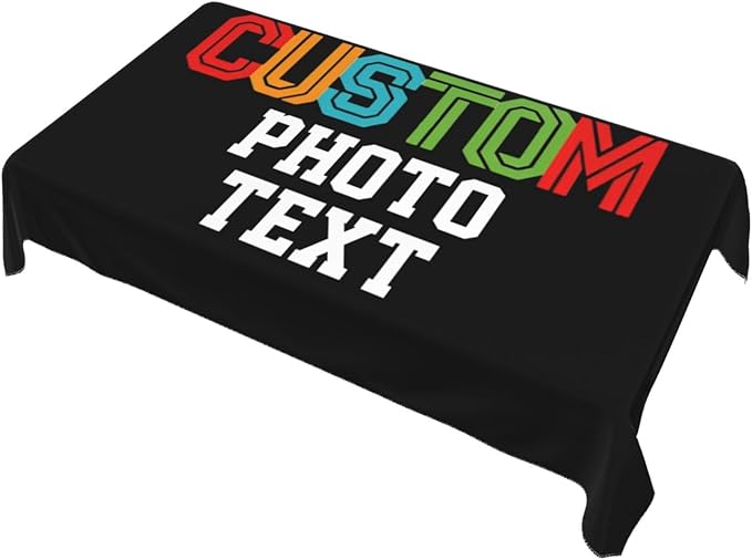 Custom Rectangle Table Cloth, Add Your Own Photo Logo Text, Personalized Tablecloth, Customizable Oil Proof Wipeable Table Cover for Wedding, Party, Restaurant, Outdoor, Picnic, 35x55in