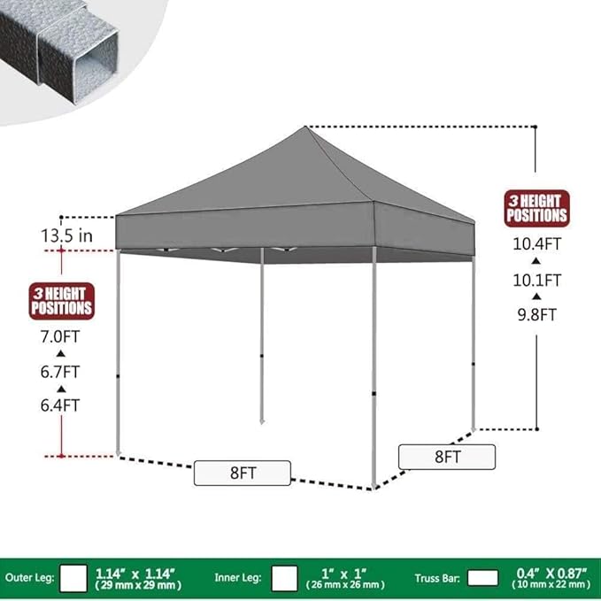 Eurmax USA 8'x8' Pop Up Canopy Tent Commercial Instant Canopies with Heavy Duty Roller Bag,Bonus 4 Sand Weights Bags (Beige)