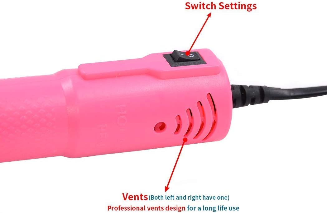 Heat Gun,mofa Embossing Mini Heat Gun,Hot Air Gun For Craft with Stand For DIY Embossing And Acrylic Paint Dryer,Multi-Purpose Electric Heating Nozzle 150W 110V (Pink,White)