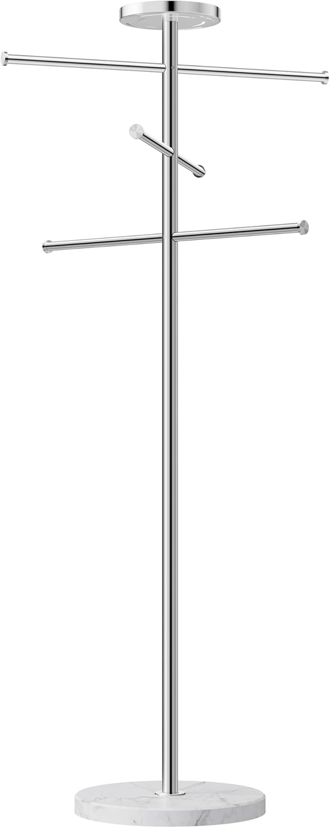 KES Outdoor Towel Tack for Hot Tub, Pool Towel Rack Outdoor with Natural Marble Base 59" H 18/8 Stainless Steel Adjustable 3 Arms with Storage Tray, Polished Finish, OTR200
