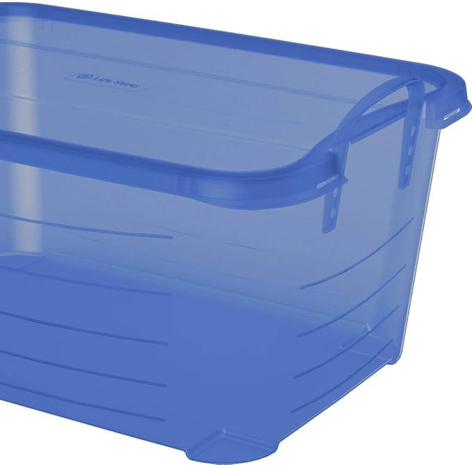 Life Story 6 Pack Light Duty Stackable Storage Bin, 55 Quart Home Organizer, Versatile Lightweight Locking Bins with Carrying Handles, Blue