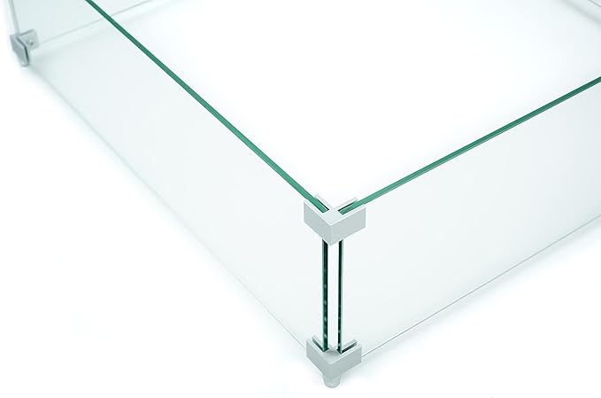 AMS Fireplace | Fire Pit Table Square/Rectangular Tempered Glass Wind Guard-Fire Flame Guard 1/4" Thick Wind Guard - Flame Guard (23" Long x 23" Wide x7 High)