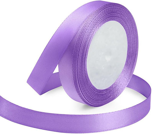 KMER LIFE 5/8 Inches x 25 Yards Solid Lavender Satin Ribbon, Perfect for Crafts, Wedding Decor, DIY Hair Accessories, Sewing, Gift Package Wrapping and More
