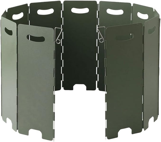 Stove Windshield - Camping Stove Wind Blocker, 11 Plates Windproof Screen | Portable Cooking Wind Barrier, Lightweight Folding Gale Shield for Backpacking, Picnic, Hiking, Outdoor Meal Setup
