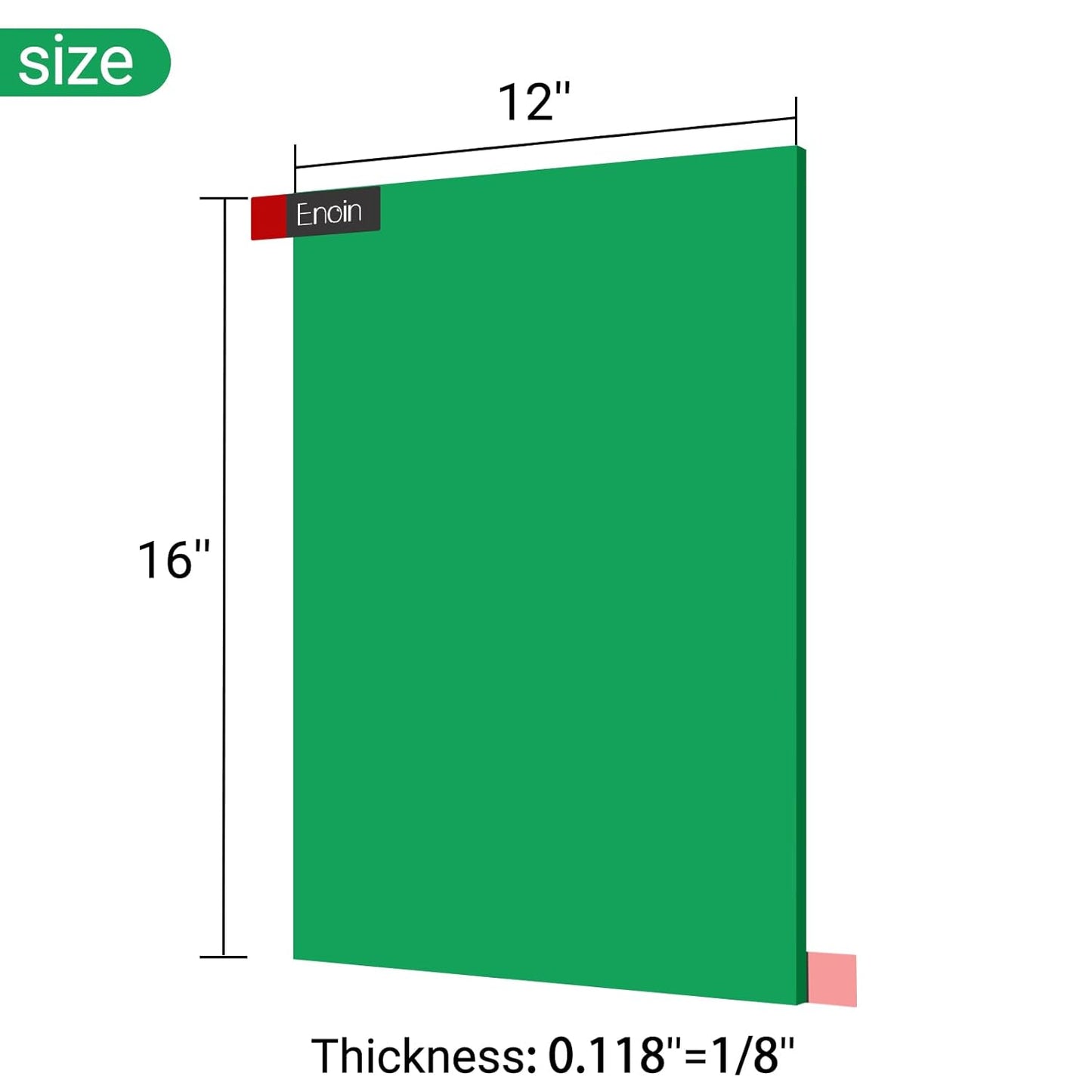 Enoin 2 Pack 12x16 Inches Green Non Transparent Acrylic/Plexiglass Sheet 0.118'' 1/8 Thick, Plastic Sheet Colored Board Panel for Glass, DIY, Painting, Art Craft