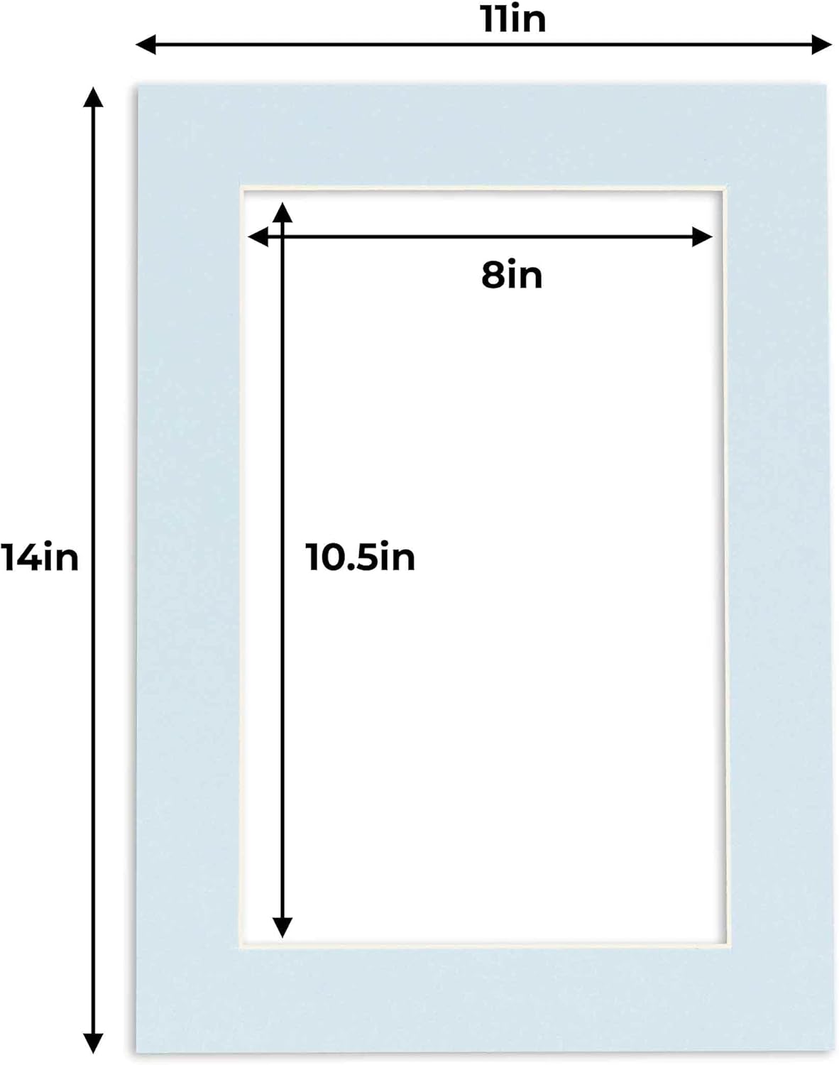 11x14 Mat for 8.5x11 Photo - Precut Baby Blue Picture Matboard for Frames Measuring 11 x 14 Inches - Bevel Cut Matte to Display Art Measuring 8.5 x 11 Inches - Acid Free Pack of TEN MATS