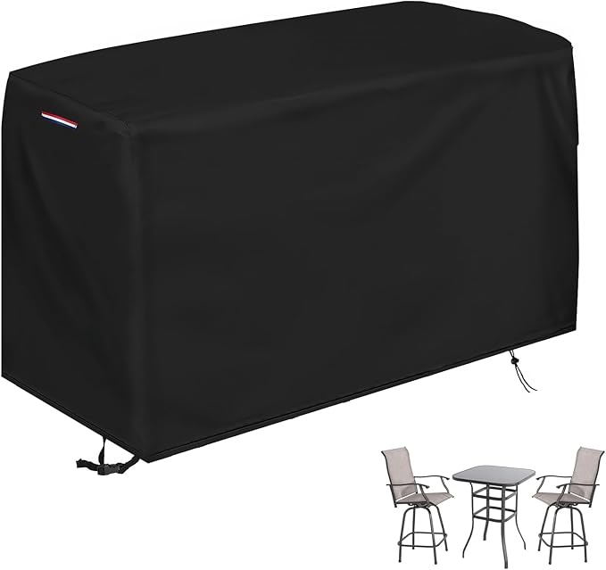 Patio Swivel Bar Set Covers, Waterproof Outdoor Bar Height Set Cover for Patio Bistro Sets 3 Piece Table and Chairs, Heavy Duty 600D Outdoor Bars Height Dining Sets Cover- 70" L x 32" W x 47" H