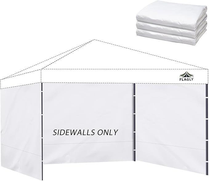 Instant 3pcs Canopy Sidewalls for 12x12 Pop Up Canopy Tent, 300D Waterproof Material for Outdoor Events, Vendor Booths, and Privacy (Sidewalls Only, Canopy Not Included)(White, 12x12ft-3pcs)