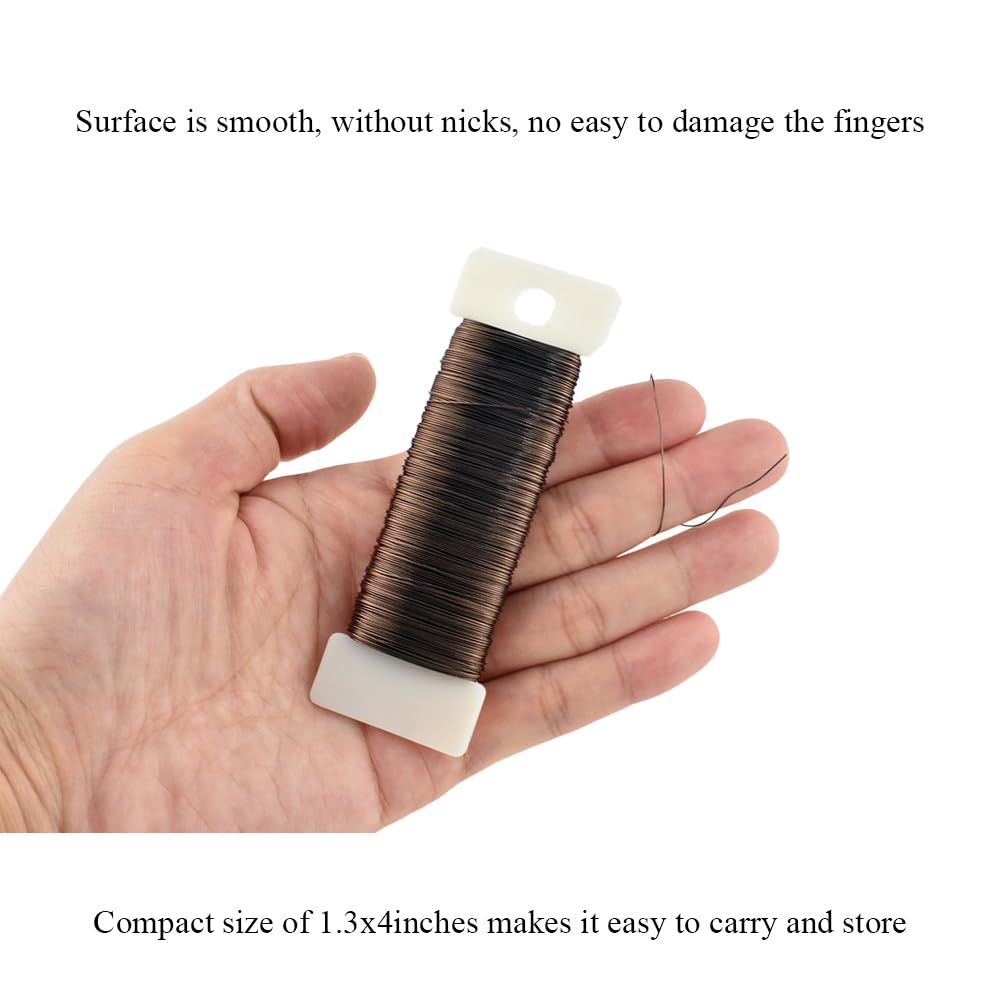 HAHIYO 26Gauge Coffee Color Metal Floral Wire - 3 Rolls, 115 Yards (345 Feet) - Flexible Paddle Wire for Craft, Christmas Wreath, Flower Arrangement, Bouquet Wrapping, Wedding, DIY