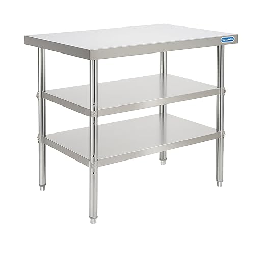 Stainless Steel Table Commercial Stainless Steel Prep Table 18 x 30 Inch, NSF Metal Commercial SS Kitchen Prep Worktable for Restaurant Kitchen Garage Warehouse