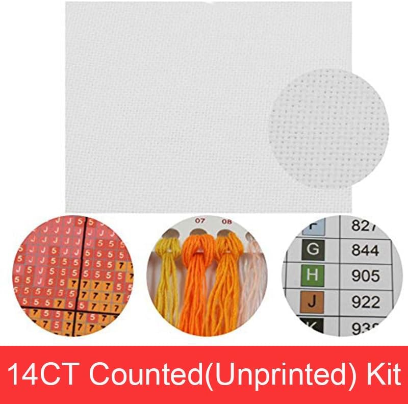 Maydiyer 14CT Counted Cross Stitch Kits Unprinted Embroidery Kit,Starter Kits for Beginners Needlework Sets-Old World Map 20×16.5 inch