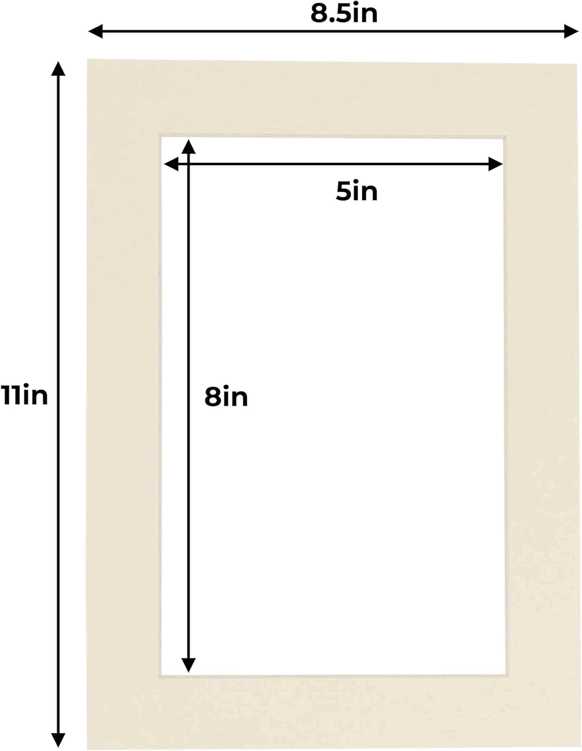 5.5x8.5 Mat for 8.5x11 Frame - Precut Mat Board Acid-Free Show Kit with Backing Board, and Clear Bags Textured Cream 5.5x8.5 Photo Matte For a 8.5x11 Picture Frame Matboard for Framing, Pack of 1 Mat