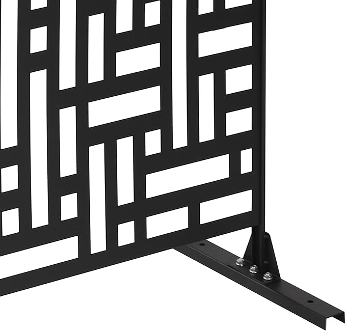 Privacy Screen, 35.4" W x 74.4" H Metal Outdoor Decorative Privacy Screen Outdoor Freestanding Divider with Stand Black for Patio Garden Balcony Backyard