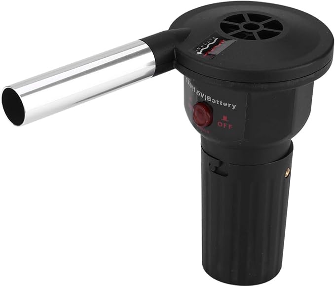 BBQ Air Blower, Portable Handheld Electric Blower Electric Fireplace Bellows Battery Not Included for Outdoor Camping Picnic Charcoal Grill Barbecue