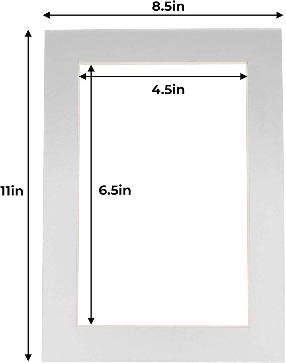 5x7 Mat for 8.5x11 Frame - Precut Mat Board Acid-Free Metallic Silver 5x7 Photo Matte For a 8.5x11 Picture Frame, Premium Matboard for Family Photos, Show Kits, Art, Picture Framing, Pack of 1 Mat