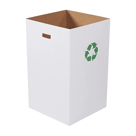Box USA 40 Gallon 18" L x 18" W x 30" H 10-Pack Cardboard Trash Cans and Recycling Bins, Reusable or Disposable Pop Up Garbage Boxes for Parties, Outdoor Events, Heavy Duty, Recycle