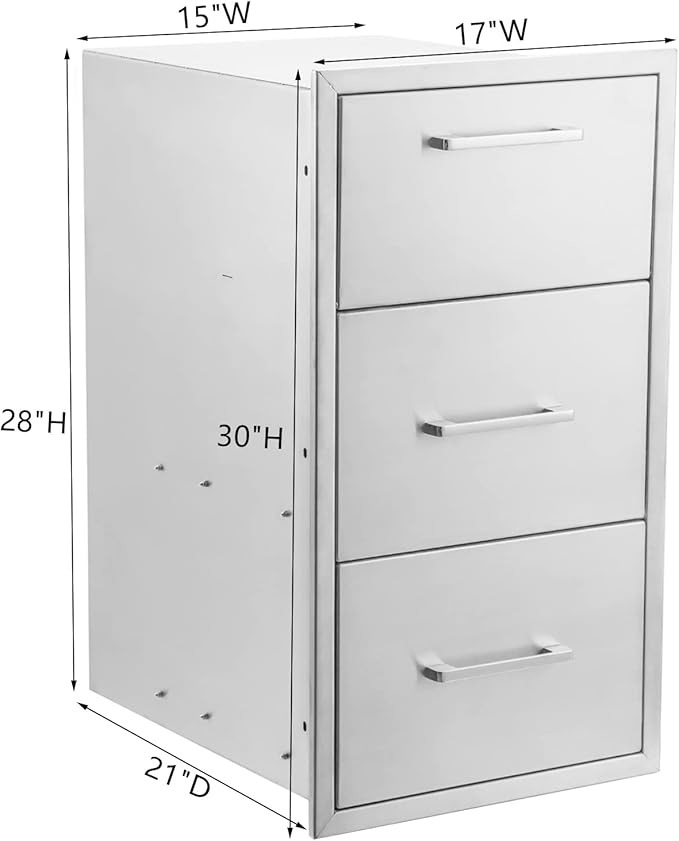 TIANAI Outdoor Kitchen Double Drawer w/Paper Towel Holder Combo Works with Your Grilling or Prep Zones for Outdoor BBQ Island 17W-30H-21D inch