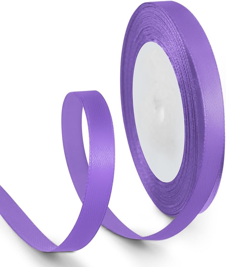 3/8 Inch 25 Yards Satin Ribbon Light Purple, Solid Color Fabric Ribbon for Gift Wrapping, Wedding, Polyester Gift Ribbon for Birthday Party Decoration, Craft, Hair, Floral, Sewing