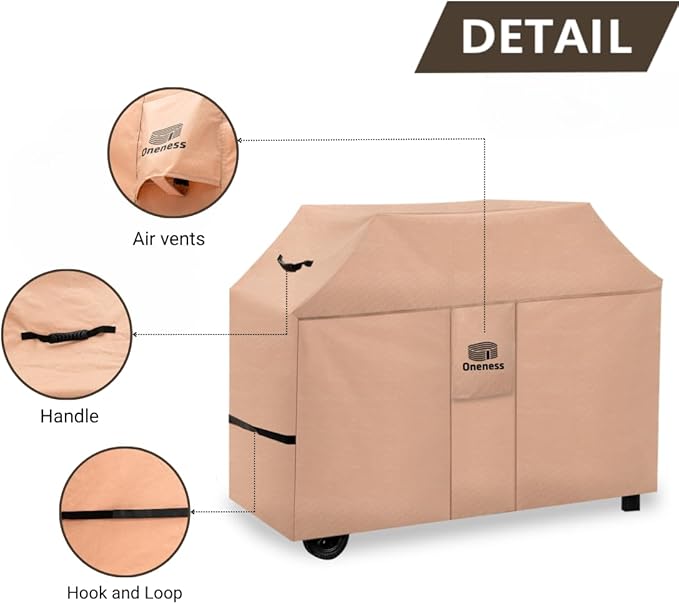 Oneness Grill Cover，58 inch Waterproof Weather Resistant BBQ Gas Grill Cover for Weber Spirit Char-Broil Performance,No Fading Within 2 Years