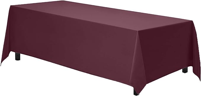 Gee Di Moda Rectangle Tablecloth - 70 x 120 Inch Burgundy Table Cloth for 6 or 8 Foot Rectangle Tables - Heavy Duty Washable Fabric - for Holiday Party, Dinner, Weddings, Baby Shower & Events