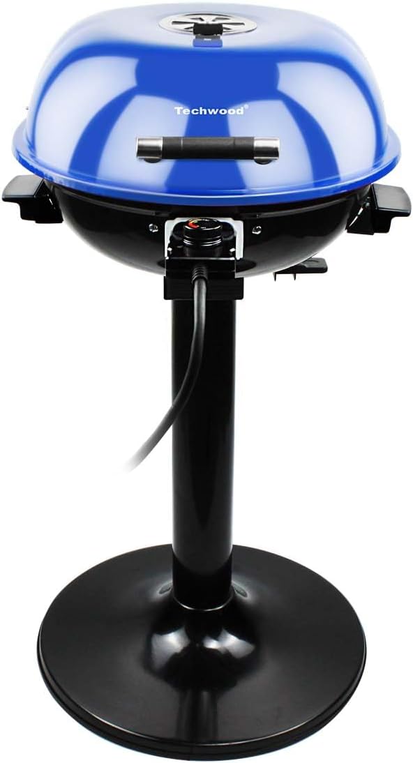 Techwood 1600W Indoor Outdoor Electric Grill, Electric BBQ Grill, Portable Removable Stand Grill, Blue