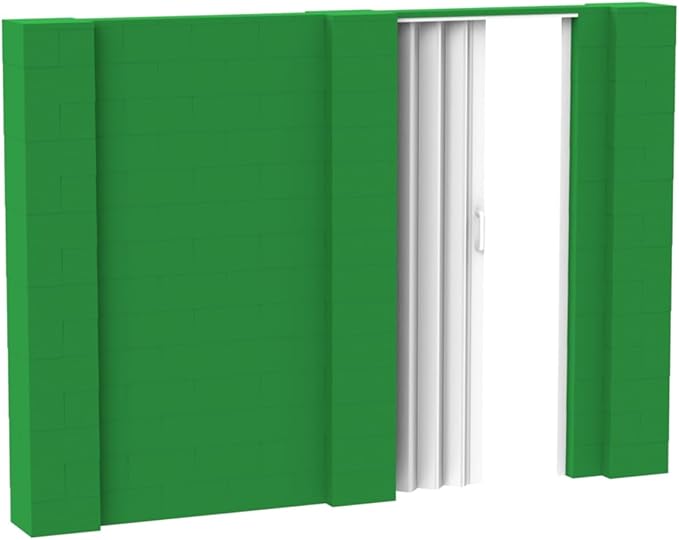 EverBlock 10’ x 7’ Wall Kit with Accordion Door | 3’ x 7’ Doorway | Modular Building Blocks | Wall Display System | Room Divider & Partition | Easy to Connect & Reuse | Indoor & Outdoor Use | Green