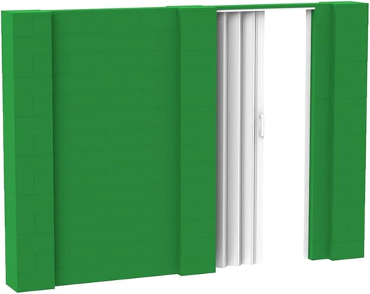EverBlock 10’ x 7’ Wall Kit with Accordion Door | 3’ x 7’ Doorway | Modular Building Blocks | Wall Display System | Room Divider & Partition | Easy to Connect & Reuse | Indoor & Outdoor Use | Green