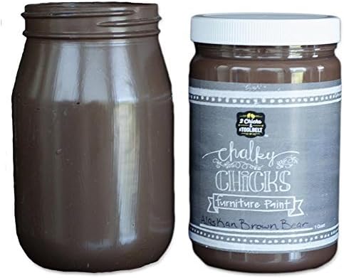 Chalky Chicks All-in-One Chalk Paint for Furniture or Cabinet - 32 Fl Oz - Matte Finish Alaskan Brown Bear for Metal, Wood Furniture Paint - No Sanding All-in-One for Home Decor & Crafts, USA Made
