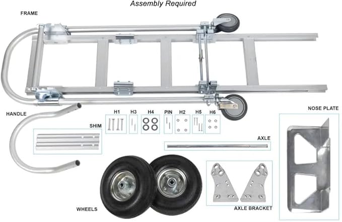 Vergo Industrial Convertible Hand Truck - AS7B Heavy Duty Aluminum 2 in 1 Dolly (800 lb Capacity) Lightweight Reinforced Frame, Ergonomic Handle, Superior Mobility Moving Dolly (2 Positions, 63" High)