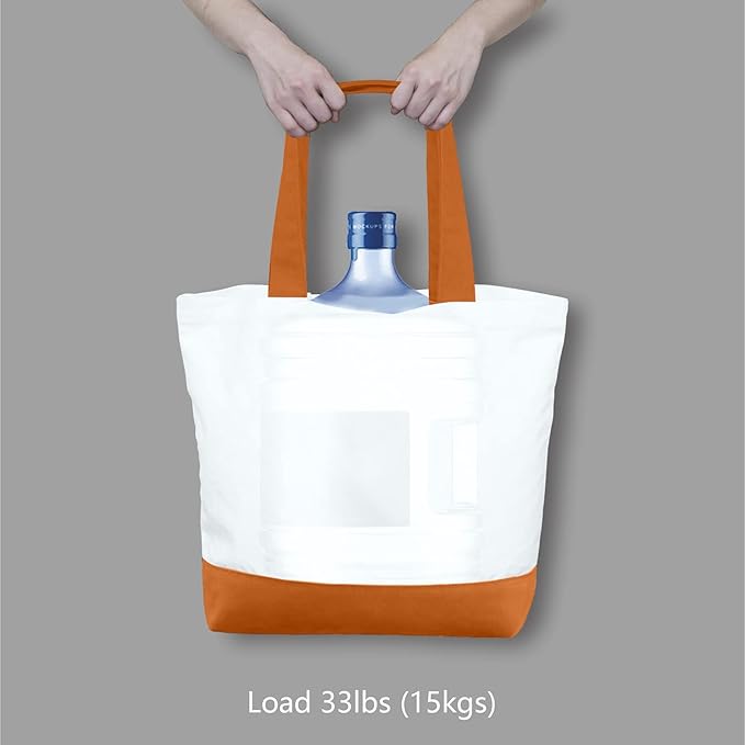 TOPDesign 3-Pack Super Strong Large 12oz Cotton Canvas Tote Bags, Reusable Grocery Shopping Cloth Bags, Fashionable Two-Tone Totes for Crafts, DIY Your Creative Designs