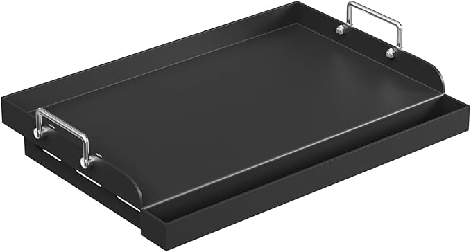 25" x 16" Nonstick Griddle for Gas Grill, Universal Flat Top Griddle Plate for BBQ Gas Stove Charcoal, Carbon Steel Coating Cooking Stovetop Insert for Camping Tailgating