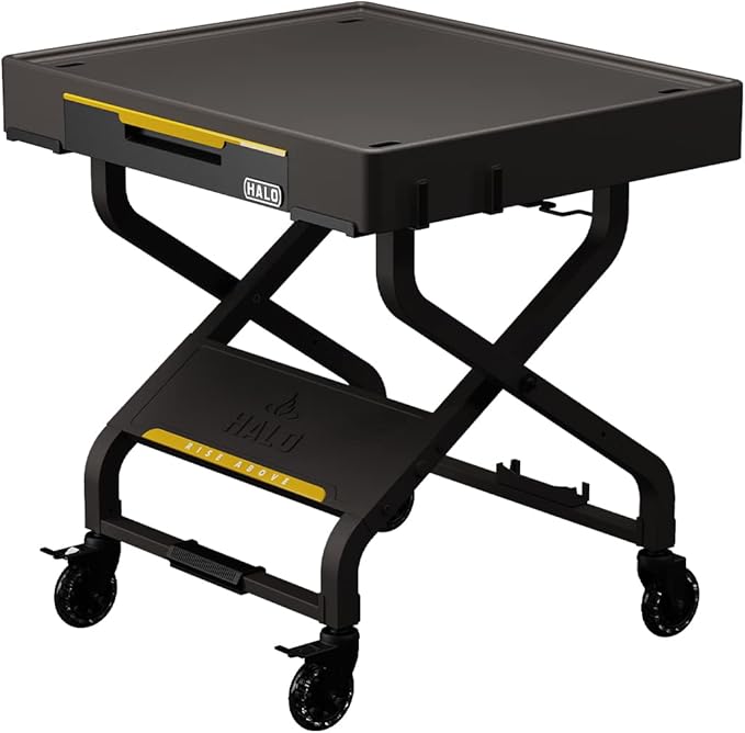 HALO Outdoor Countertop Cart | Prep Station or Griddle/Oven Cooking Surface | Collapsible, Portable, Tool Hooks and Propane Storage | HO-1006-XNA