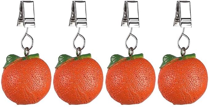 TwoFish Home Set of 4 Orange Fruits Resin Tablecloth Weights Clips Orange Fruits Handicraft Tablecloth Clips Pack of 4