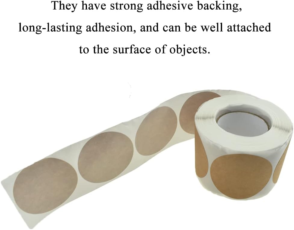 HAHIYO 2Inch 500Pcs Natural Brown Kraft Sticker Round Label Sticker Roll Round Blank Label Sticker to Write On Permanent Adhesive Dot Sticker for Jar and Canning Label Price Tag Store Organizing