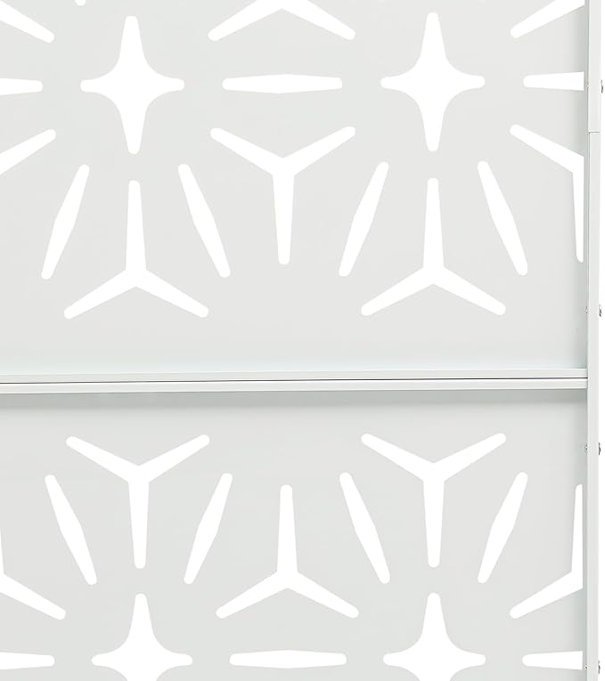 75" H×35" W Decorative Outdoor Privacy Screen with Stand, Outdoor Decor Privacy Fence Screen Metal Fence Panels, Free Standing Metal Divider for Patio Lawn Deck (White-Small Rhombus)