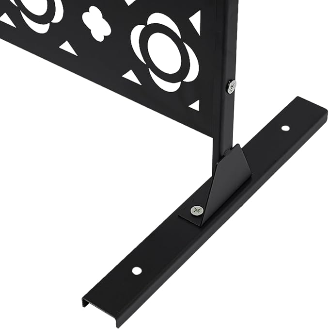75" H×35" W Decorative Outdoor Privacy Screen with Stand, Outdoor Decor Privacy Fence Screen Metal Fence Panels, Free Standing Metal Divider for Patio Lawn Deck (Black-Small Plum Blossom)