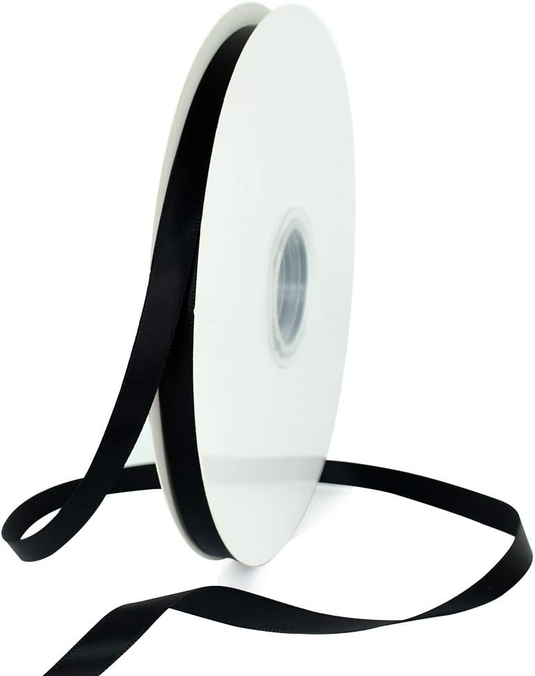 TONIFUL 3/8 Inch x 100yds Black Satin Ribbon Thin Solid Fabric Ribbons Roll for Gift Wrapping Invitation Floral Hair Balloons Craft Sewing Party Wedding Halloween Decoration Valentine's Day Bouquet