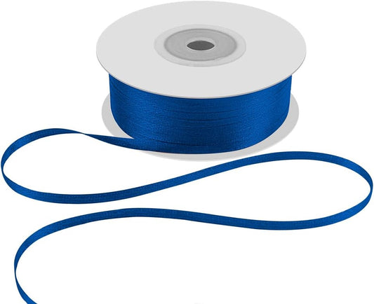 1/8" Wide x 100 Yards Single Face Polyester Satin Ribbon, Satin Ribbon for Crafts, Gift, Hair Bows, Wedding Party Decoration, Bow Making & Other Projects (Navy Blue)