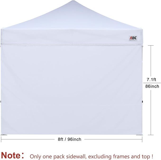 ABCCANOPY Instant Canopy SunWall 8x8 FT, 1 Pack Sidewall Only, No Frame or Top, White