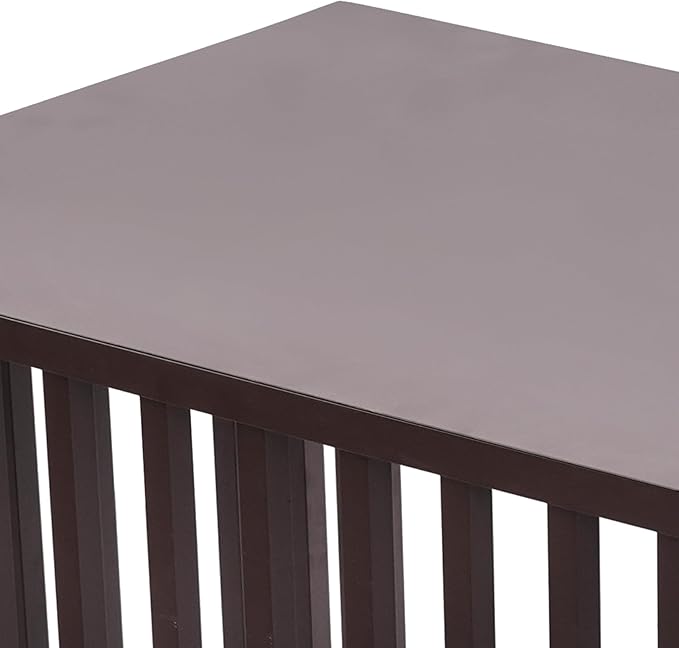 Air Conditioner Fence with Top Cover, 4 Panels 43.3 "L x 23.6 "W x 31.5 "H Privacy Fence Panels for Outside, Freestanding Metal Trash Can Hider Outdoor, No-Dig Air Conditioner Sun Blocker Kit (Brown)