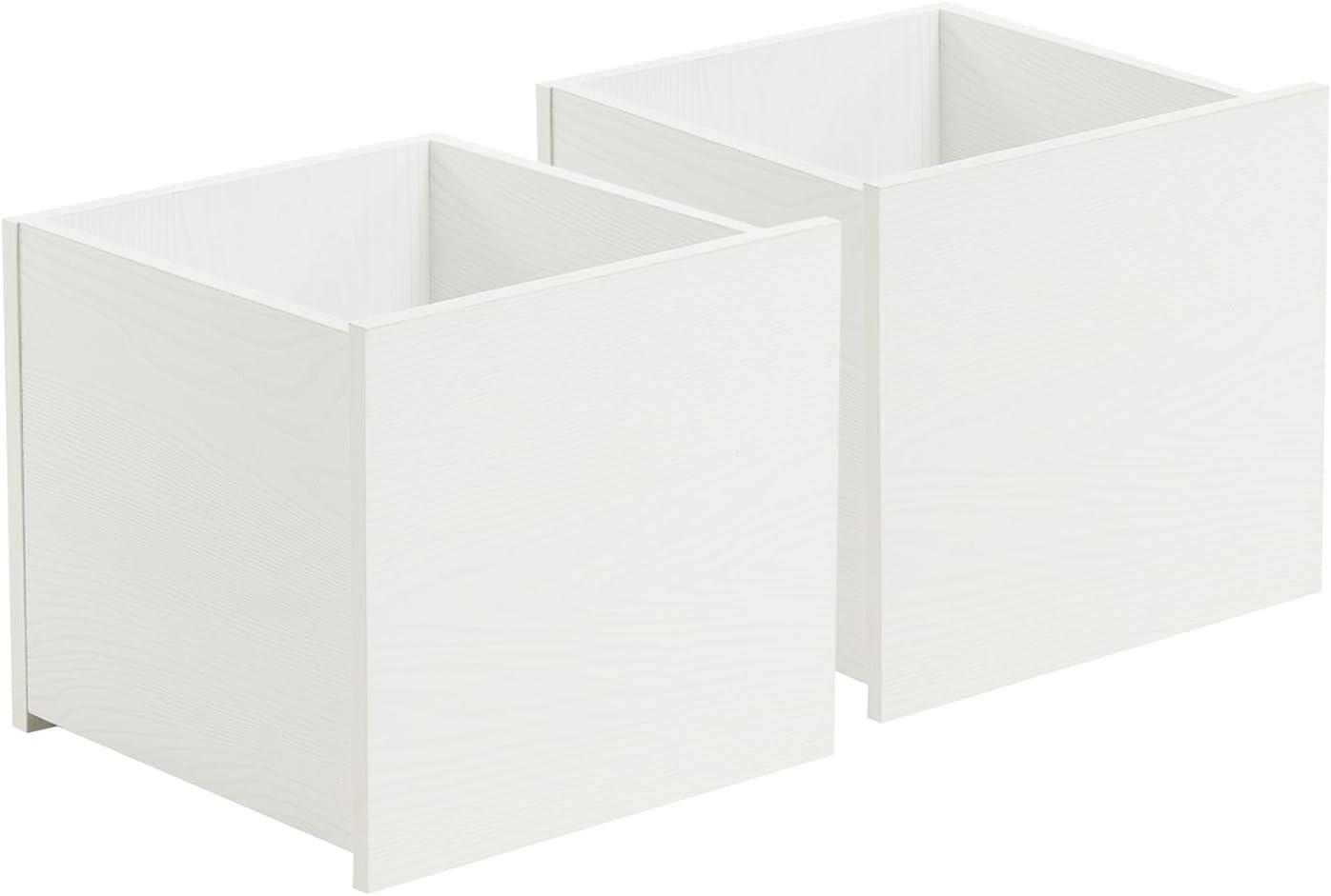 Wood Storage Organizer Drawer, 2 PCS 11x 11x 10Inch Wooden Bins Box for Home Books Clothes Toy Modular Open Cubby Storage System - Office Bookcase Closet Shelves,Embossed White